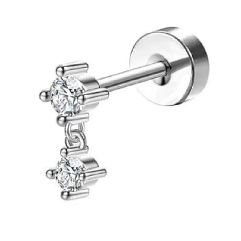 Bobisty 1pc Earrings for Sensitive Ears Surgical Stainless Steel Earrings for Women Dainty Flat Back Earring Stud Hoop Cartilage Pi-Mart