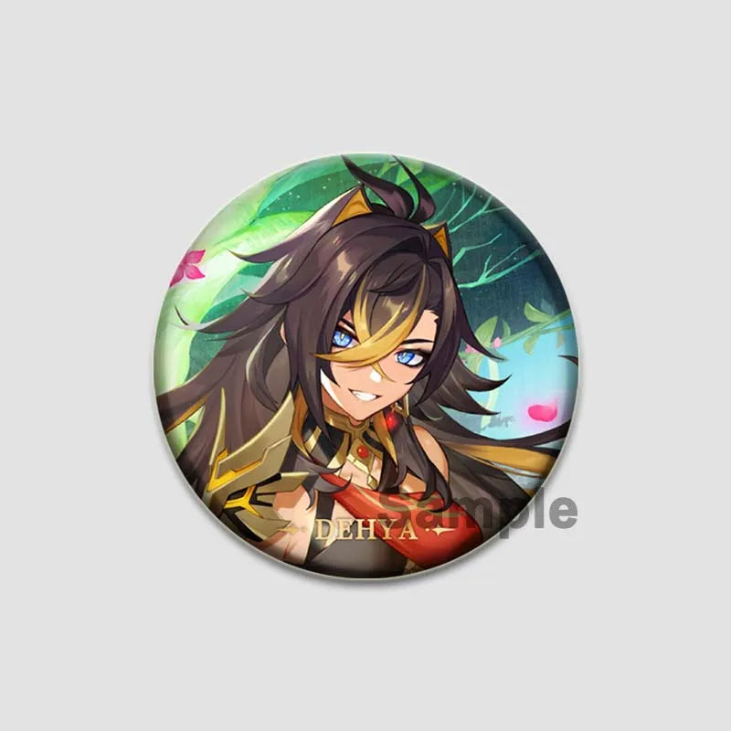 Genshin Impact Game Brooches 58mm Round Button Pins for Backpack Jackets Jewelry Cartoon Cosplay Badge Hutao Zhongli Xiao Badges Pi-Mart