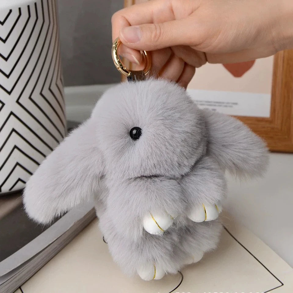 15cm Women's Rabbit Fur Keychain Bag Car Pendant Jewelry Decoration Fashionable Accessory for Bags And Gifts Pi-Mart