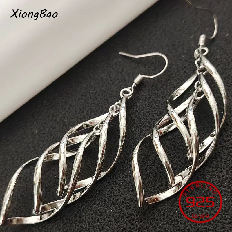 925 Sterling Silver Earrings New Women Elegant Temperament Sterling Anniversary Gift Fashion Jewelry Accessories Geometric Ears Pi-Mart