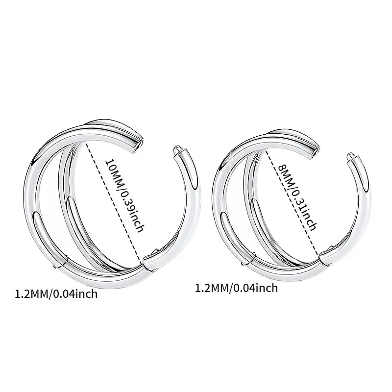Double Septum Rings Nose Rings Hoops Cartilage Hoop Earring Piercing Nose Open Stacked Hoop Nose Rings 16G 18G 20G 6/8/10mm Pi-Mart