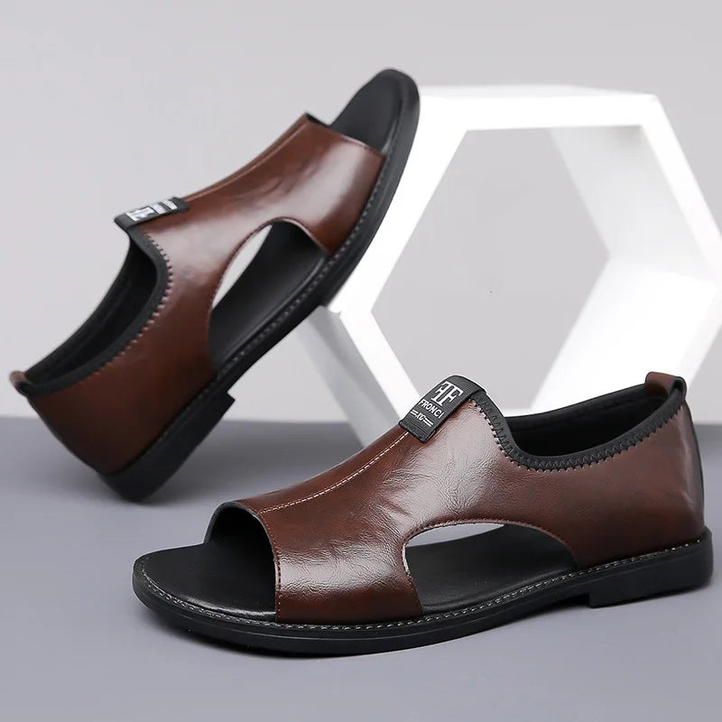Brand Man Sandals Designer Fashion Leather Casual for Men Summer Comfortable Beach Slippers Outdoor Non-slip Men Sandalias 2026 Pi-Mart