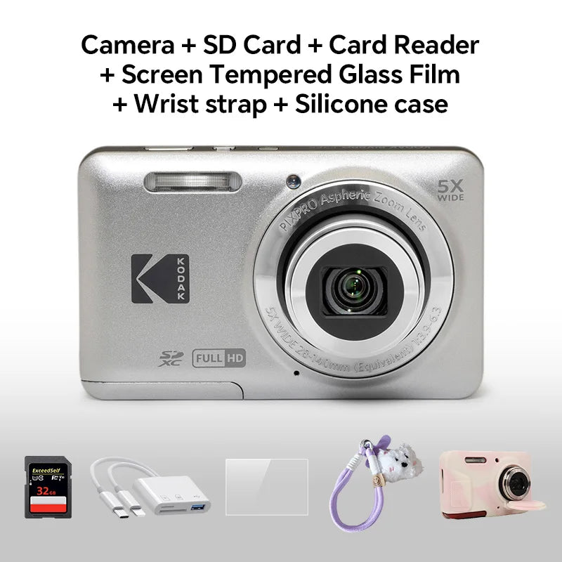 KODAK PIXPRO FZ55-RD 16MP Digital Camera 5X Optical Zoom 28mm Wide Angle 1080P Full HD Video 2.7" LCD Vlogging Camera Pi-Mart