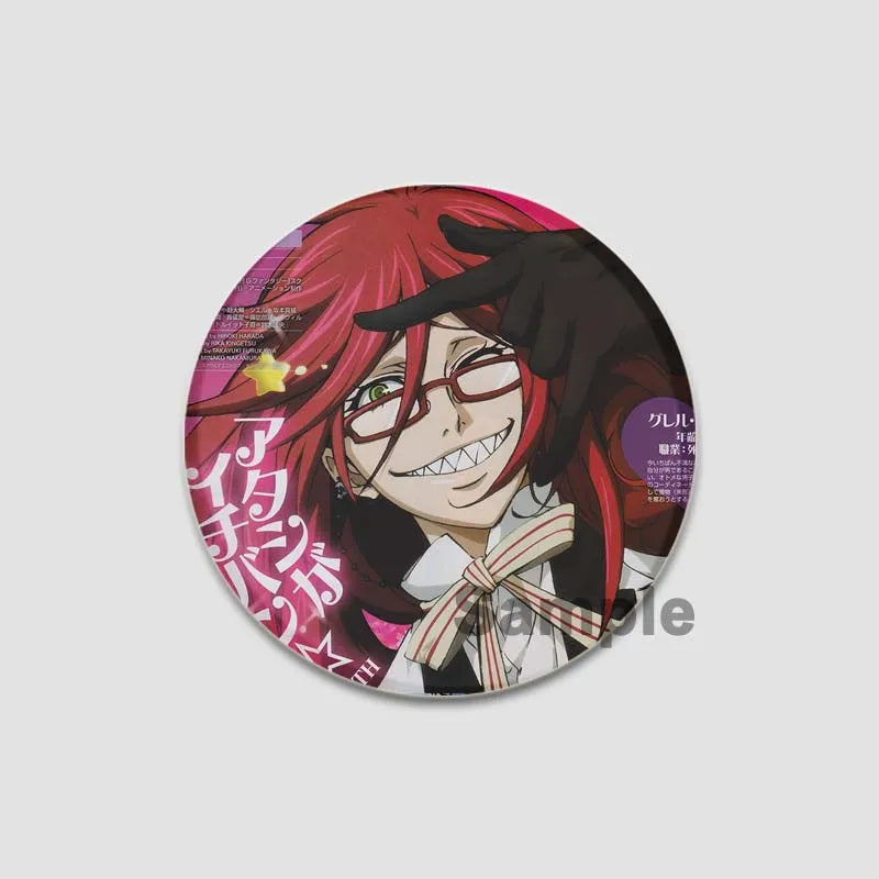 58MM Cartoon Comics Black Butler Creative DIY Badge Tinplate Plastic Pins Button Brooches for Backpack Accessories Jewelry Gifts Pi-Mart