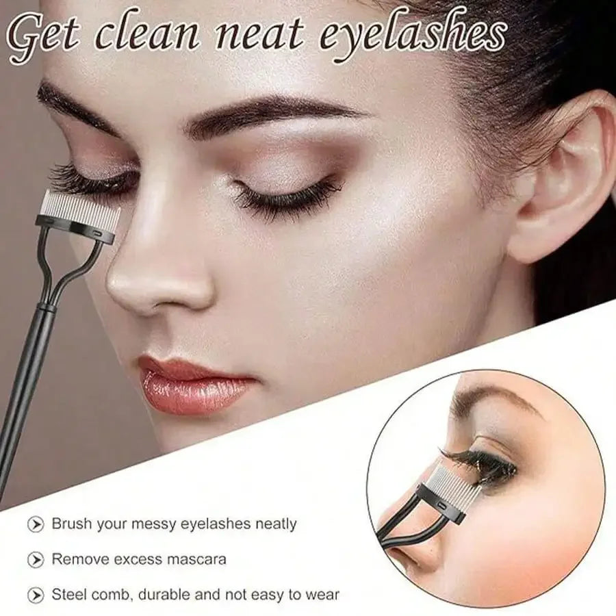 Eyebrow Brush,11-In-1 Eyelash Grooming Kit, Includes Eyelash Curler With Comb Separator, Eyelash Wand,  4 Silicone Refill Pads Tri Light Beauty