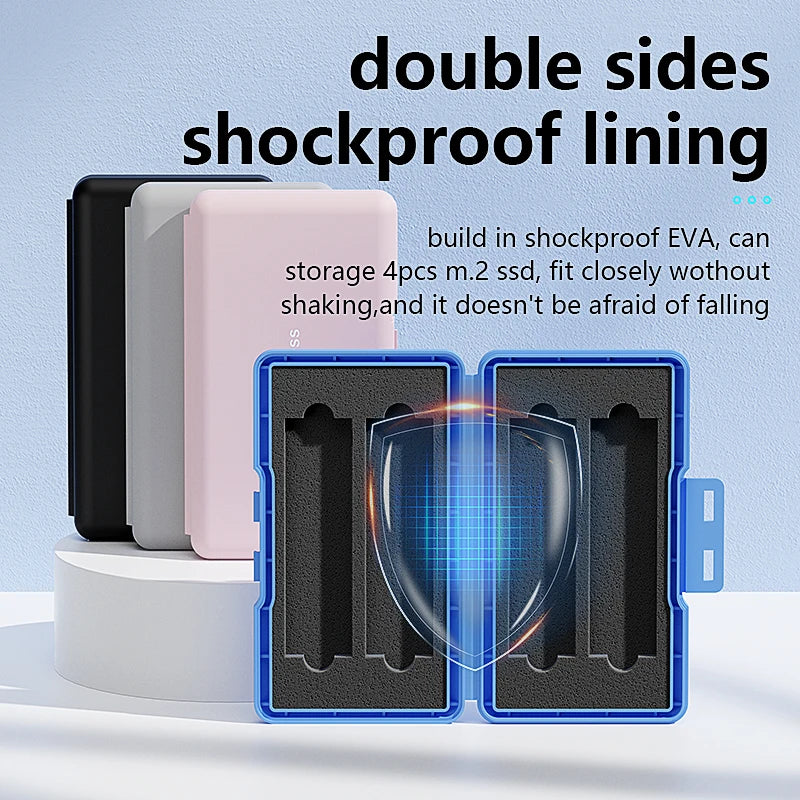 4-Slot M.2 SSD Case Storage Case 2280 SSD Enclosure Bag for SSD Case SATA NVme Hard Disk Box for SSD Shockproof Portable Box Pi-Mart