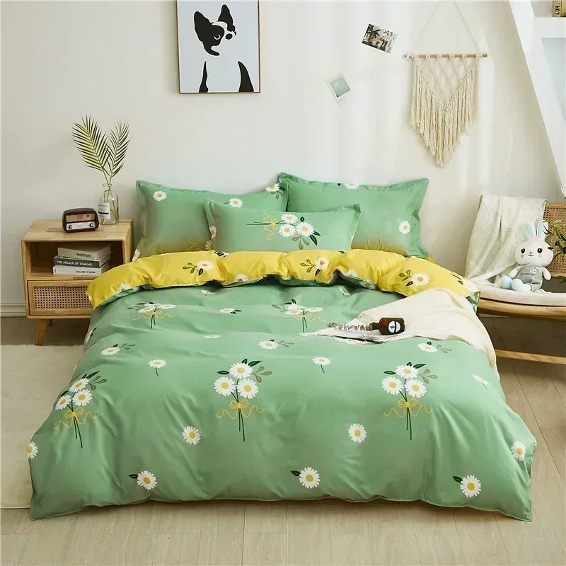 Lovely Cartoon King Size Duvet Cover Set 220x240 Skin Friendly Double Bed Quilt Cover Blanket Comforter Cover and Pillowcase Pi-Mart