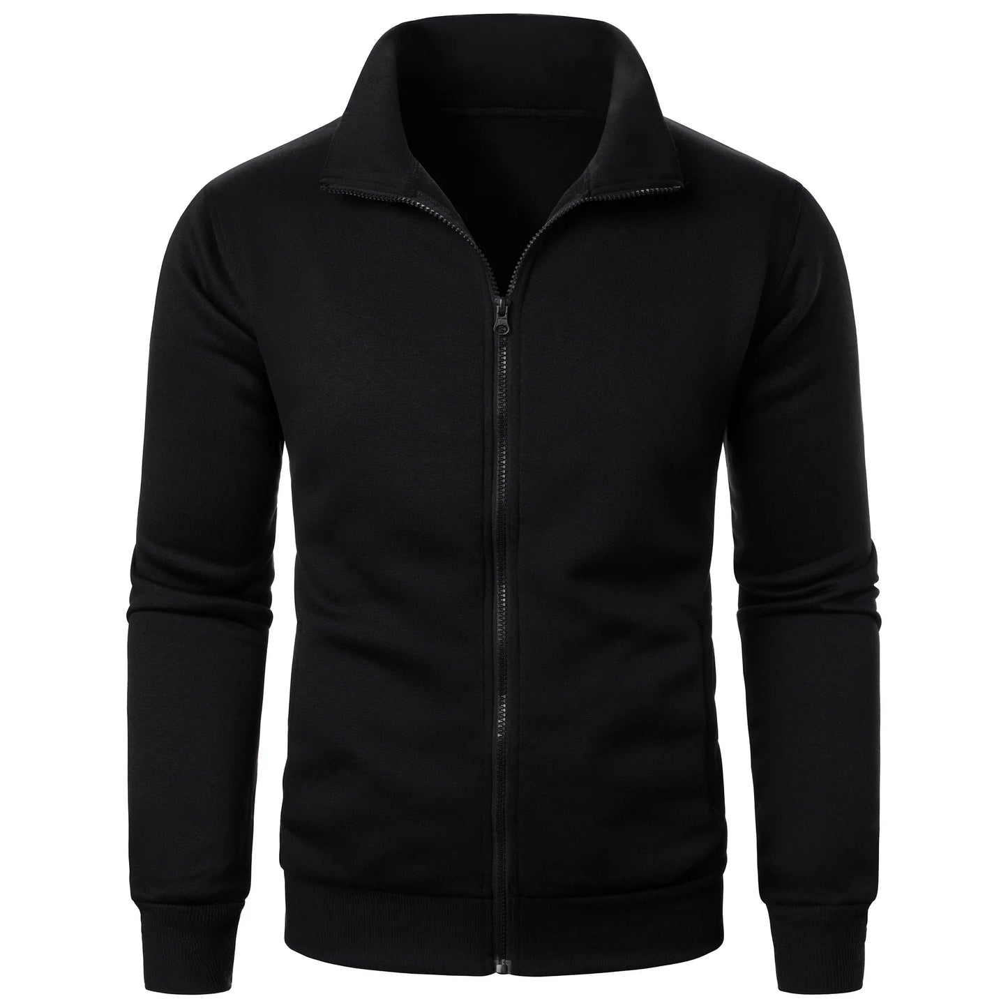 Men's casual sports zipper stand up collar jacket, men's solid color top LadyShow.Store