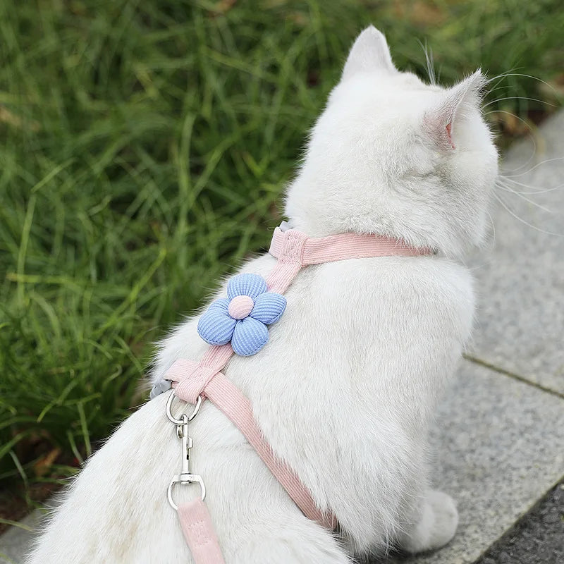 Cat Harness and Leash Sets Adjustable Dog Harness for Small Dog Leash Breashable Pet Harness Out Walking Dog Strap Cat Accessory Pi-Mart