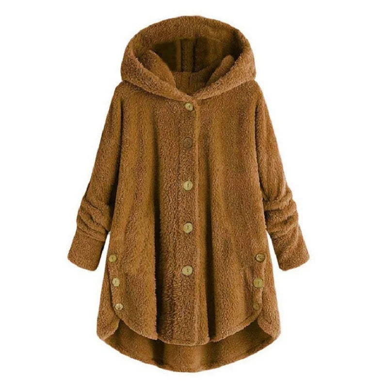 Fashion Trend Autumn and Winter Press-pleated Printed Turn-collar Long-sleeved Shirt Two-piece Furry Coat LadyShow.Store