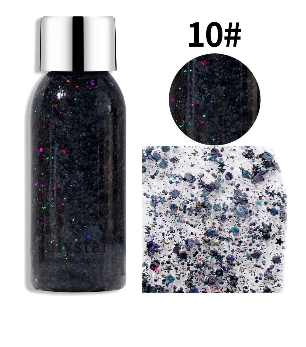 Glitter Eye Shadow Liquid Face Body Sequins Gel Long-Lasting Liquid Face Shimmer Multicolor For Party Music Festival Makeup 30ML Tri Light Beauty