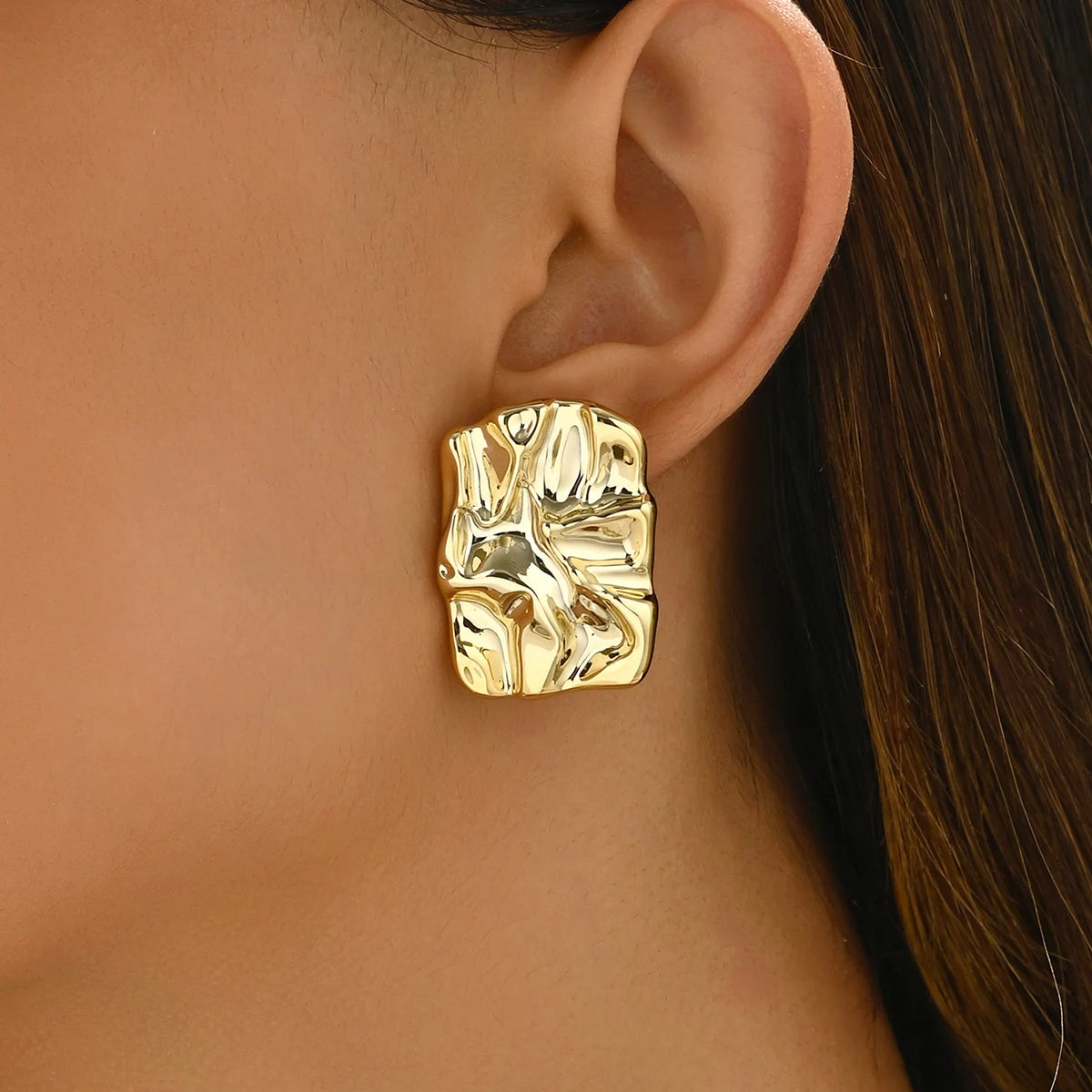 серьги Geometric Irregular Metallic Color Earrings for Women 2024 Minimalist Style Personality Earrings Trendy Jewelry Gift Pi-Mart