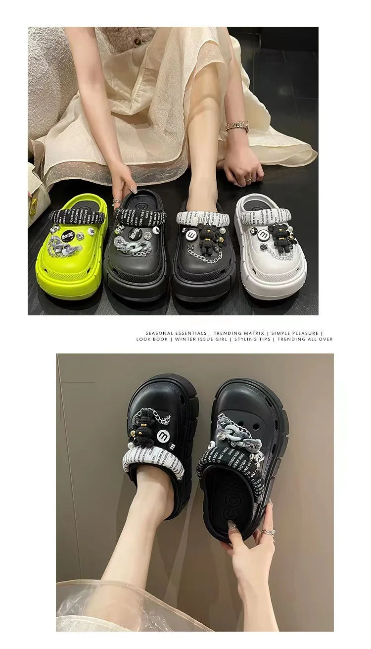 Fashion Charms Clogs New Arrival Thick Sole Outdoor Women Slippers High Quality Summer Beach Sandals For Girls Pi-Mart