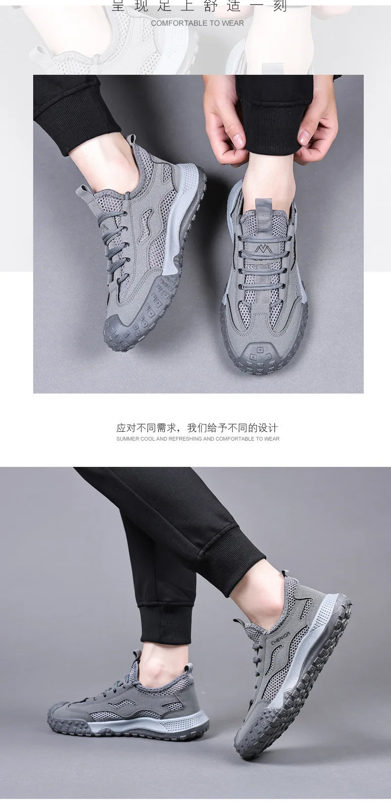 Oulylan Men's Summer Breathable Hollow Mesh Wading Shoes 2026 Outdoor Hiking Climbing Non-Slip Sport Sneakers Size 39-44 Pi-Mart
