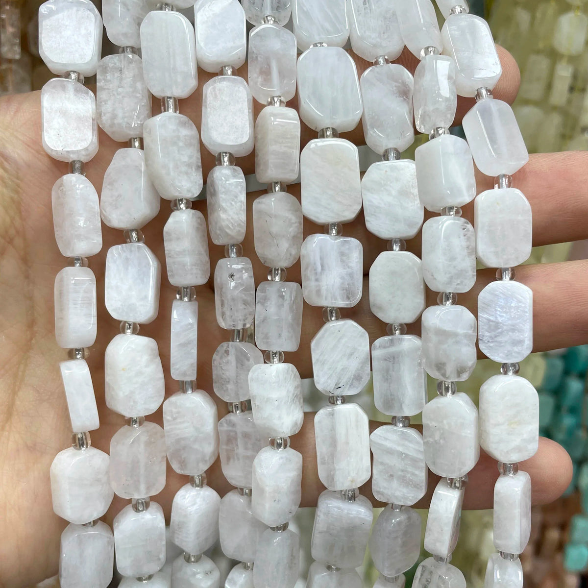 Natural Stone Flat Rectangle Amethyst Lapis Lazuli Quartz Apatite Spacer Beads For Jewelry Making Diy Bracelet Accessorie 8*12MM Pi-Mart