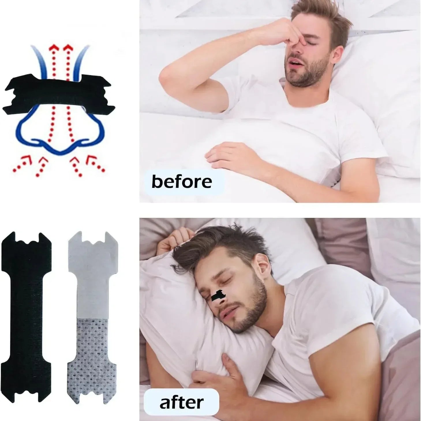30/90/150pieces, Anti Snoring Nose Patch Set Extra Strength Nasal Strips Better Breathing Non-Invasive Easier Breath Sleep Aid Tri Light Beauty