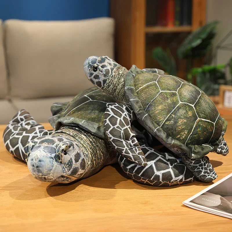 3 Sizes High Quality Realistic Sea Turtle Plush Toys Cozy Cotton Stuffed Lifelike Tortoise Toy Funny Throw Pillow Back Cushion LadyShow.Store