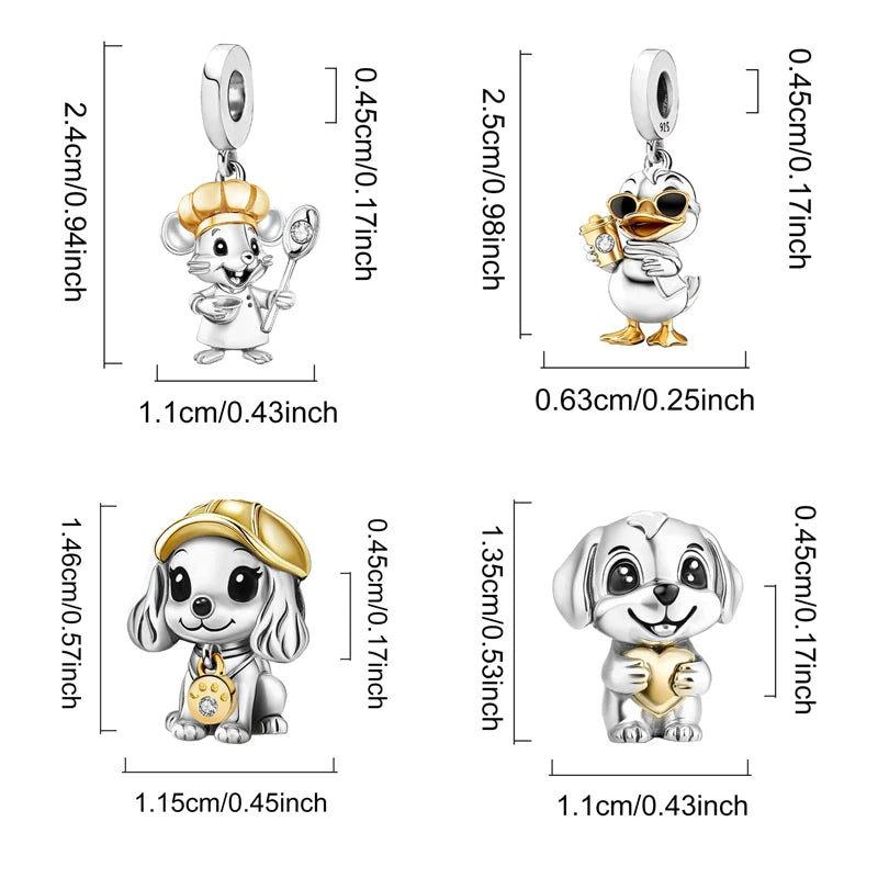 925 Sterling Silver Sunglasses Duck Puppy Cooking Mouse Bead Diy Bracelet Bangle Making Gift Of High Quality Fine Jewelry Pi-Mart