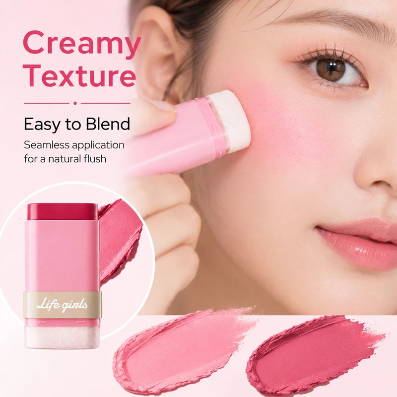 3-in-1 Cream Blush Stick Cheeks Lips Eyes, Long Lasting Waterproof Blendable Dewy Glow Makeup Stick for All Skin Tones Pi-Mart