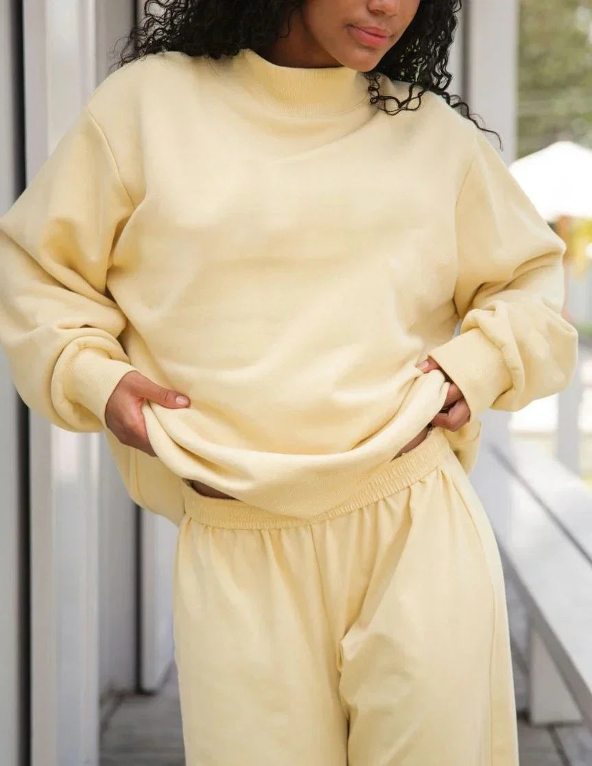 2026 Ladies' Women's Sweatshirts Spring Autumn Long Sleeve Mock Neck Casual Hoodies Plus Size Womens Relaxed Solid Color Hoodie LadyShow.Store