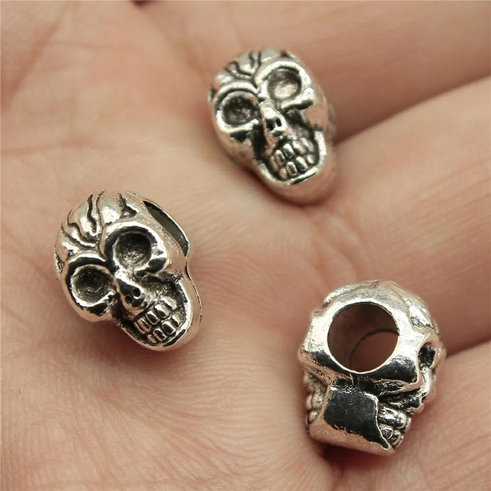 10pcs Skull Beads Beard Loose Beads Spacer Beads Fit Beards Or Hair Decorations Accessories Braid Dreadlock Tube Rings Pi-Mart