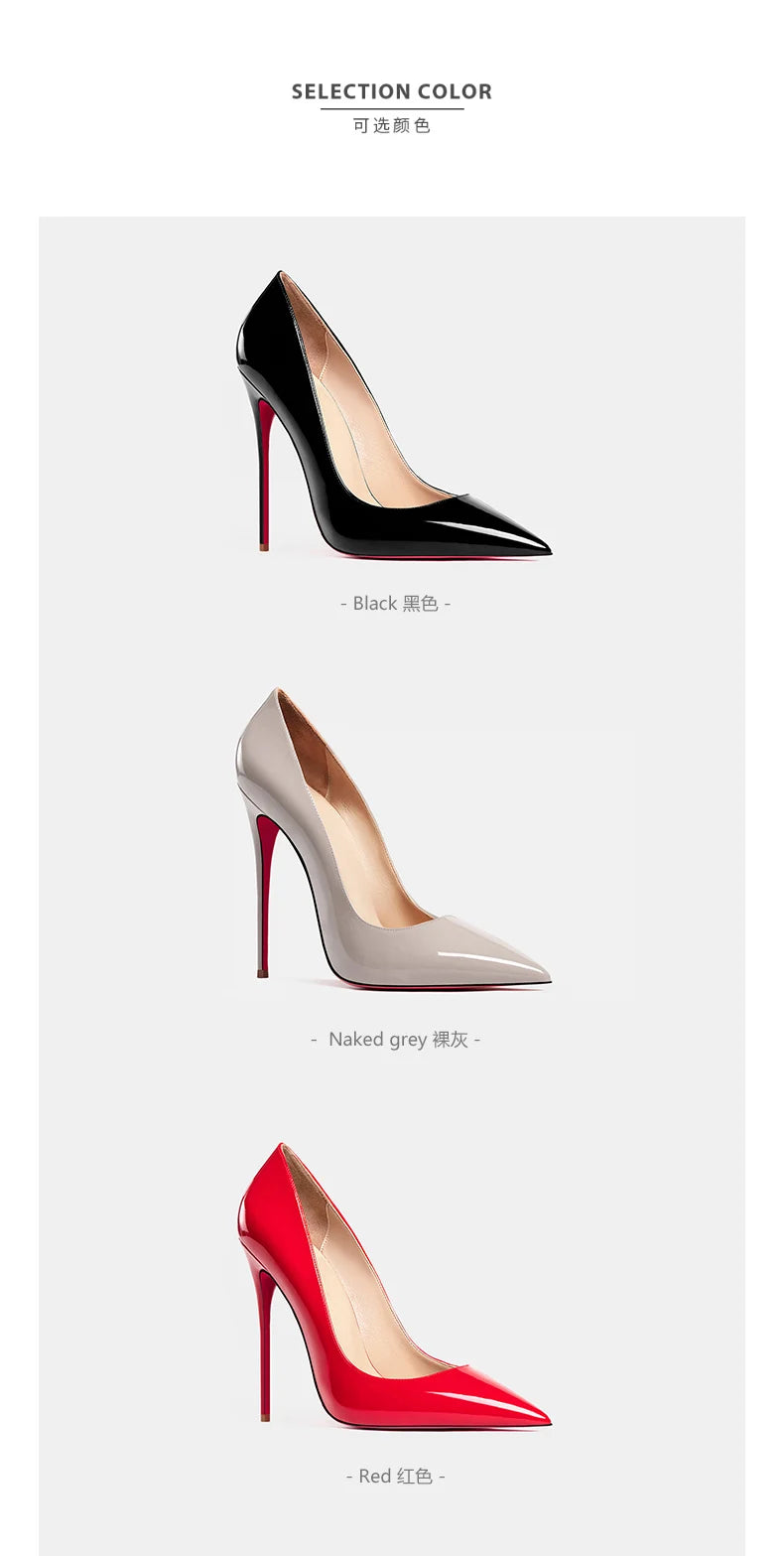 Women heels 2026 leather Heels for women Luxury Brand Pumps Red sole Pointed Toe High Heels Elegant Stiletto Ladies Prom Shoes Pi-Mart