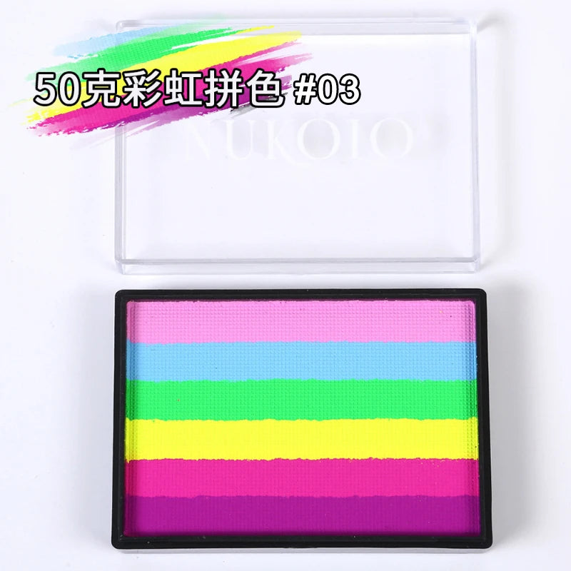 50g Facial and Body Paint Palette,Non-Toxic Rainbow Water-Soluble Body Paint for Rainbow Festival,Cosplay,Party,Art,Stage Makeup Pi-Mart