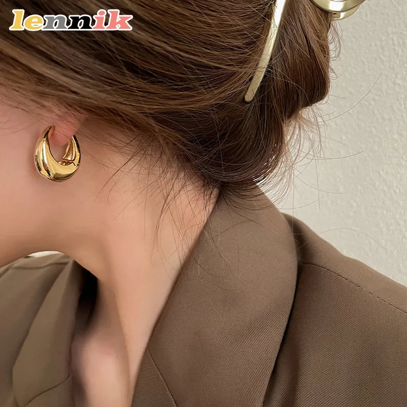 LENNIKOval Elegant Earrings, Women’s 3D Metal Design, Fit for Work/Casual Outfits, Flattering on All Faces, Perfect Gift Choice Pi-Mart