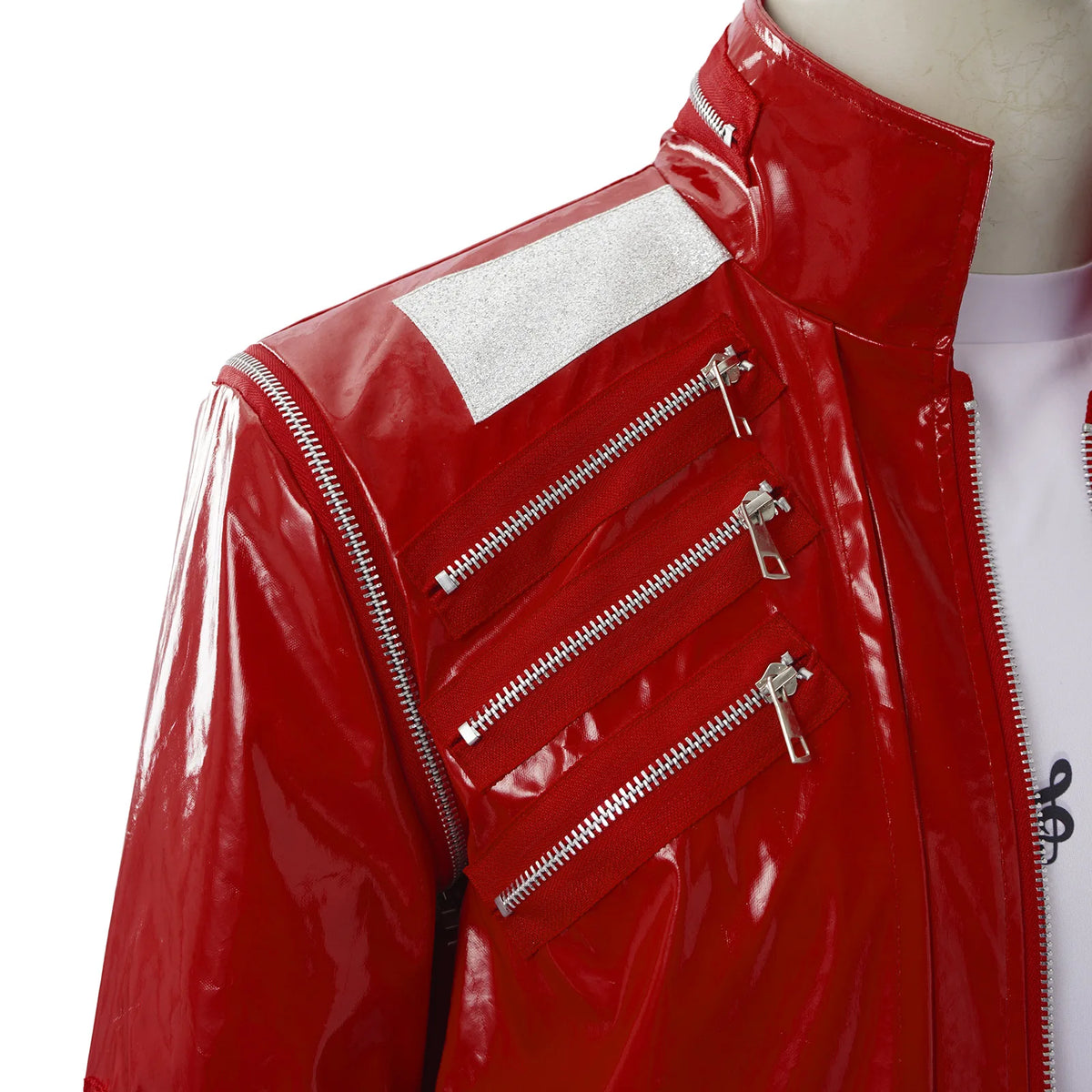 Red Zipper Michael Jackson MJ Beat It Jacket for Impersonators PU Leather Punk Casual Coat Halloween Stage Christmas Outwear Pi-Mart
