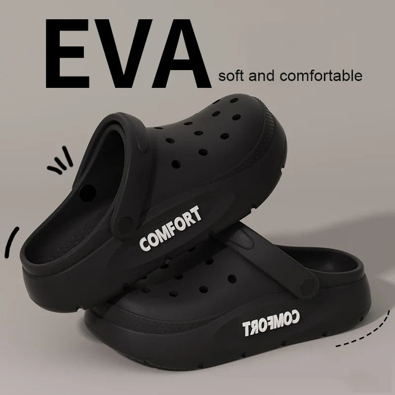Women's Men's Slippers Summer Anti-Slip Couple Hollow Covered Toe Indoor Outdoor Casual Thick Bottom Sandals for Home Adults LadyShow.Store