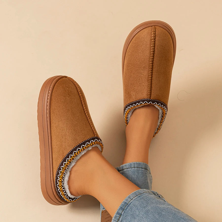 Winter Women's Slipper Fashion Fuzzy Fur Anti-slip Soft Sole Outdoor Indoor Warm Comfort Men Leisure Plush Houseshoes Couple Pi-Mart