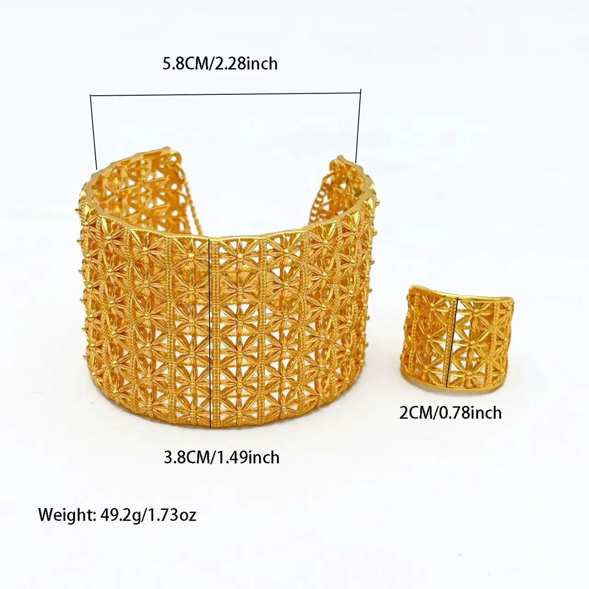 Indian Gold Color Tassel Bracelets Ring For Women Dubai African Hard Charm Bangles Wedding Arabic Hand Jewelry Party Gifts Pi-Mart