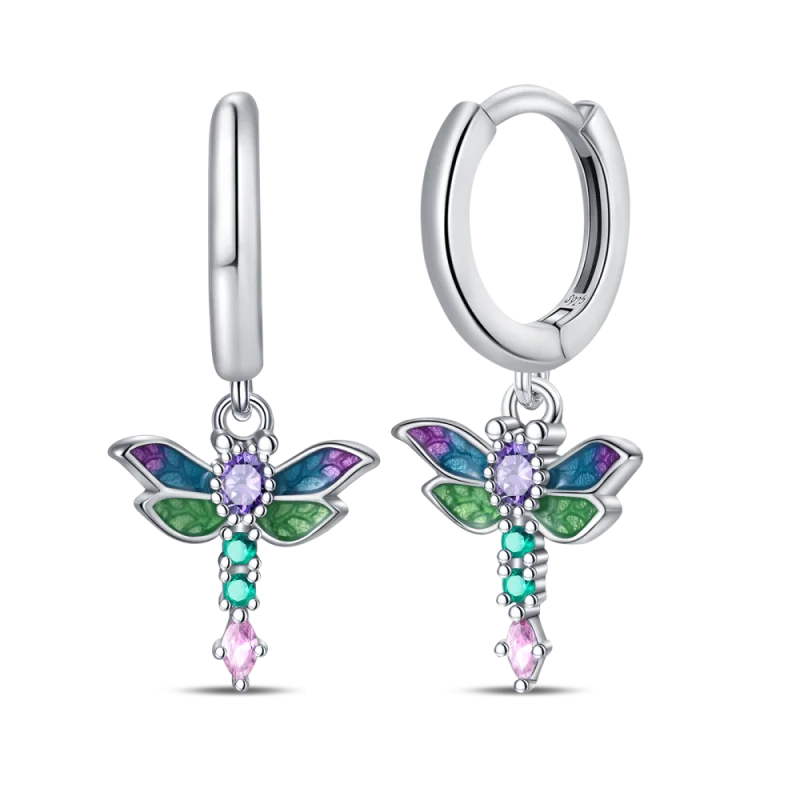 Genuine 925 Sterling Silver Love Feather Earrings Fit Original Charms Hoop For Women Girls Stud Earring Fine Jewelry Gifts Pi-Mart