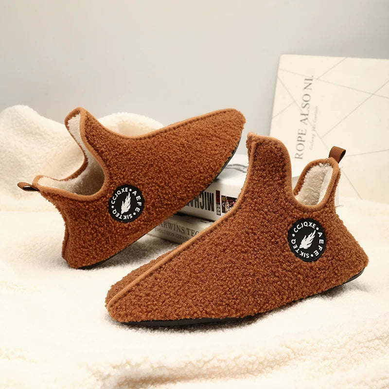 New Men Winter Slippers High Quality Light Weight Disign Shoes Fashion Women Plush Slipper Warm Slip on Casual Shoe for Couples Pi-Mart