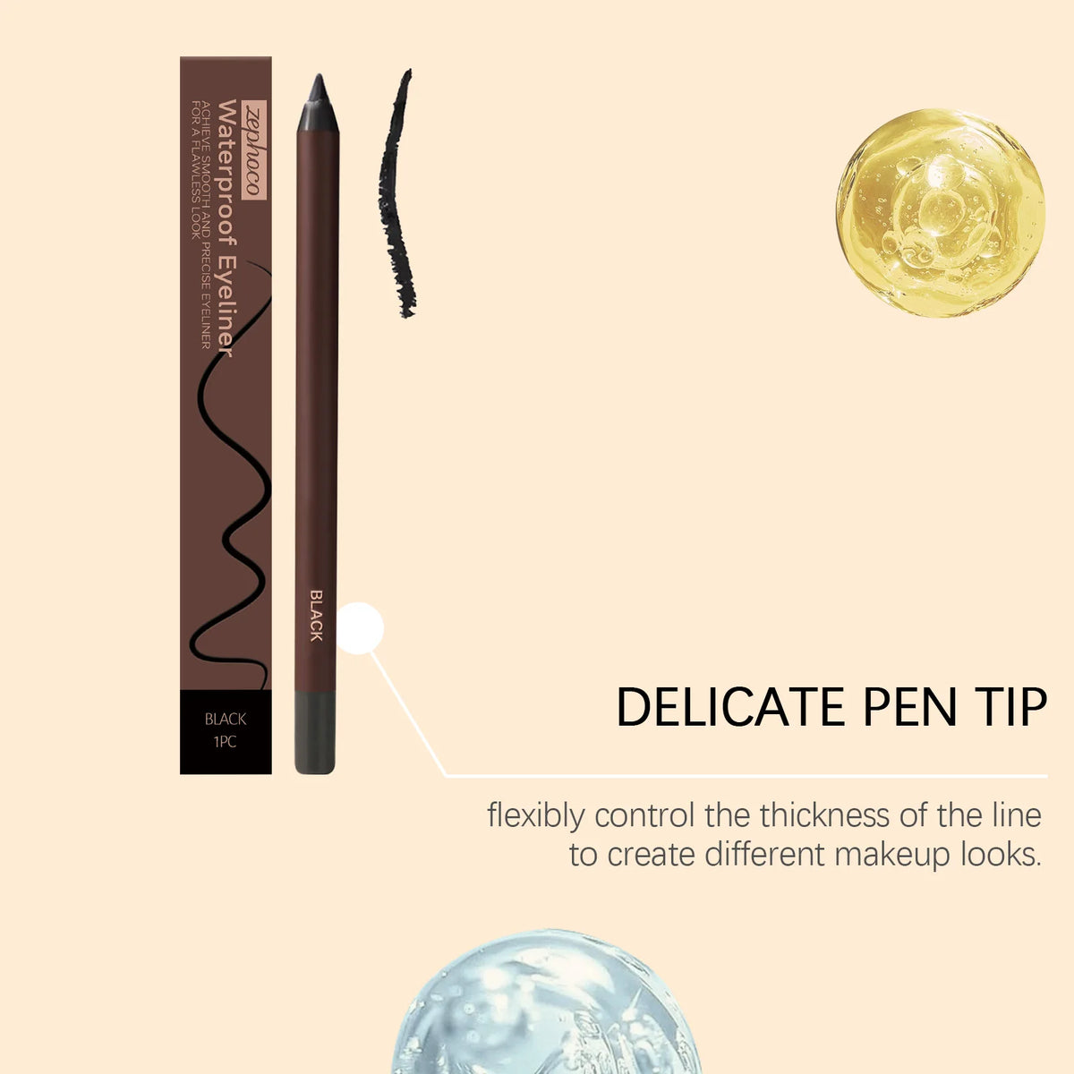 Zephoco Brown Eyeliner Pencil Waterproof Sweatproof Long Lasting Easy to Color Smooth Soft Gel Eyeliner Pencil Eye Makeup Set Pi-Mart