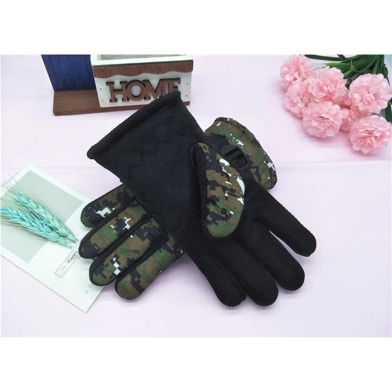 Kids Winter Gloves for Boys Girls 8-12 Years Old Fleece Lined Warm Thick Camouflage Ski Cycling Design Mittens Accessories Pi-Mart