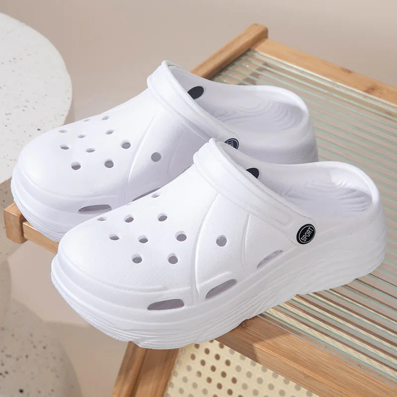 Women's Fashion Platform Sandals Summer 2025 Thick Sole Soft Eva Clogs Garden Shoes for Women Hollow Out Non Slip Beach Sandals Pi-Mart