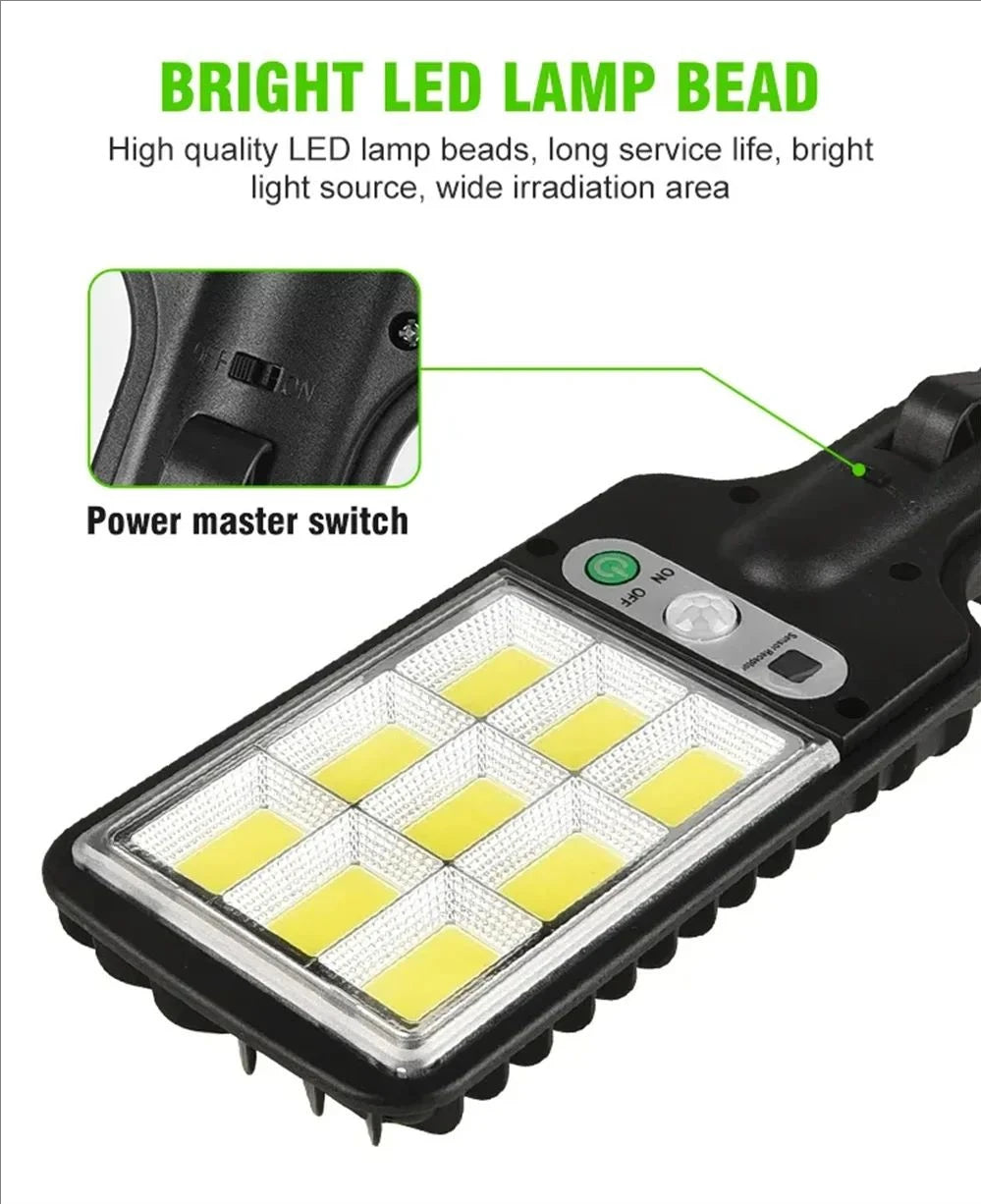 Outdoor Solar Wall Led Light with Human Body Motion Sensor 3 Modes Garden Terrace Garage Courtyard Waterproof Street Lighting Pi-Mart