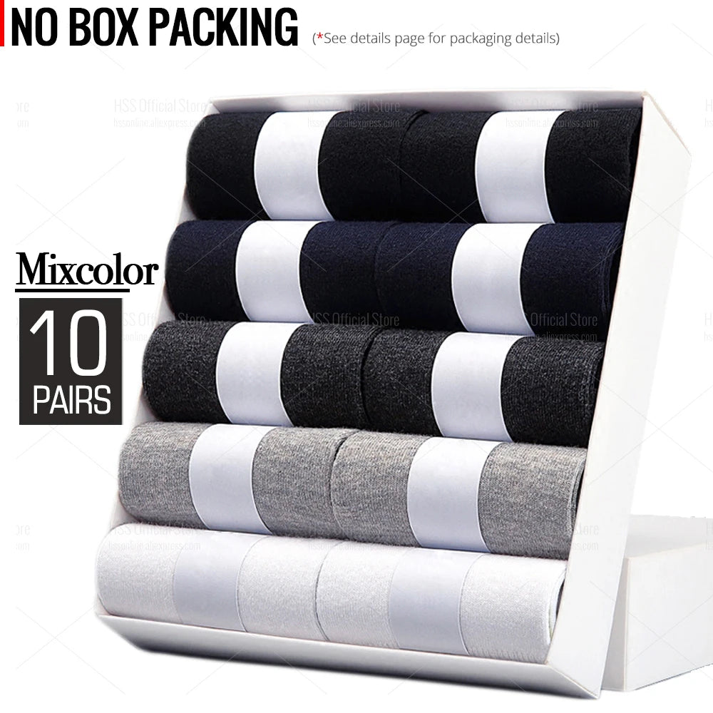 HSS 5/10 Pairs Men's Cotton Blend Socks Black Business Men Socks Soft Breathable Summer Winter for Male Socks Plus Size (6.5-14) Pi-Mart