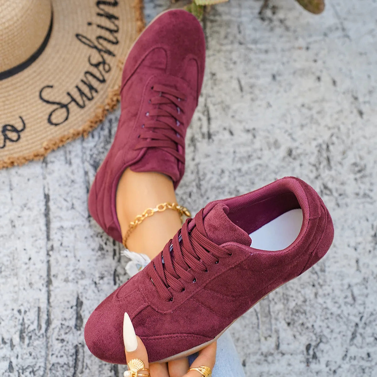 Women's Casual Flat-soled Non-slip Wear-resistant Sport Shoes Spring Autumn Round-toe Soft and Comfortable Women Single Shoes Pi-Mart