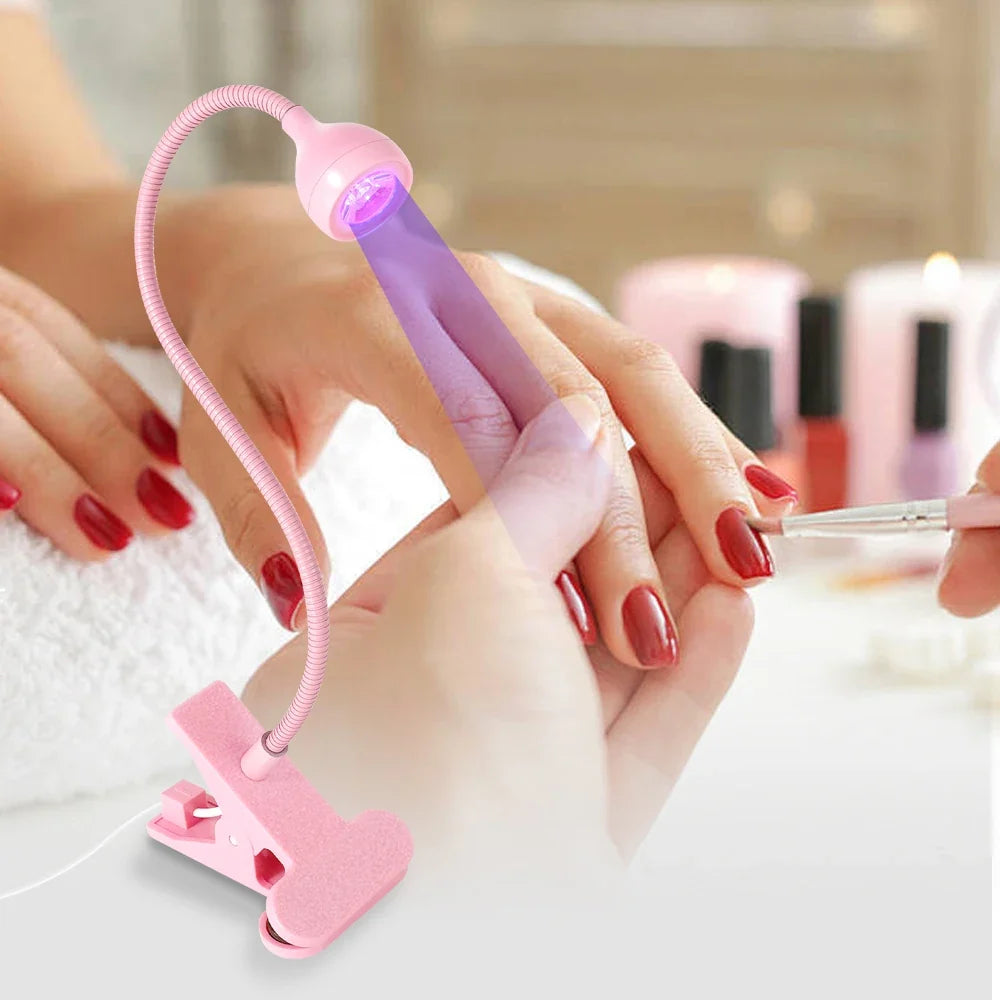 Nail LED UV Lamp for Drying Gel Nails Polish Clip-On Flexible Desk Mini Portable USB Nail Lamp UV Light Dryer for Manicure Salon Tri Light Beauty
