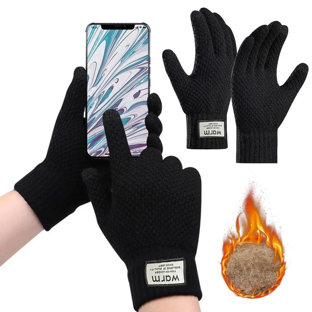 Thermal Winter Gloves For Men Thickened Warm Fleece Lined Anti-Slip Touch Screen Thermal Windproof Cycling Gloves Pi-Mart