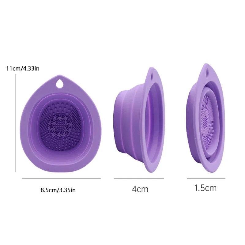 Silicone Makeup Brush Cleaner Folding Powder Puff Cleaning Bowl Eyeshadow Brushes Washing Soft Mat Beauty Tools Scrubber Box Pi-Mart