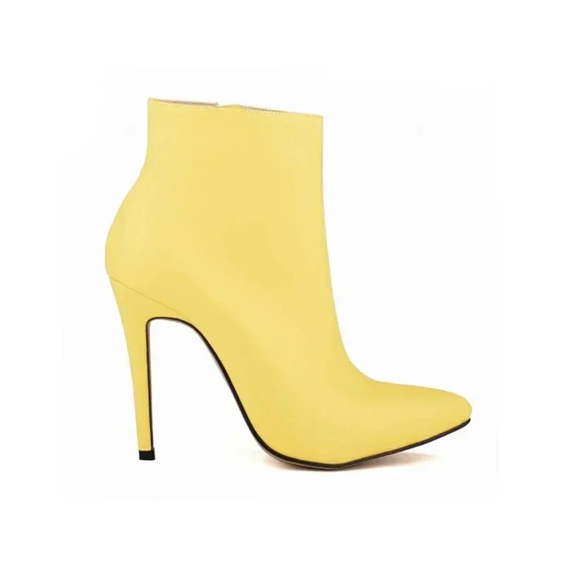 Women Short Boots Pumps Sexy Pointed Toe Side Zipper Super High Heels Stiletto 2026 Female Party Ankle Boot Shoes Botas De Mujer Pi-Mart