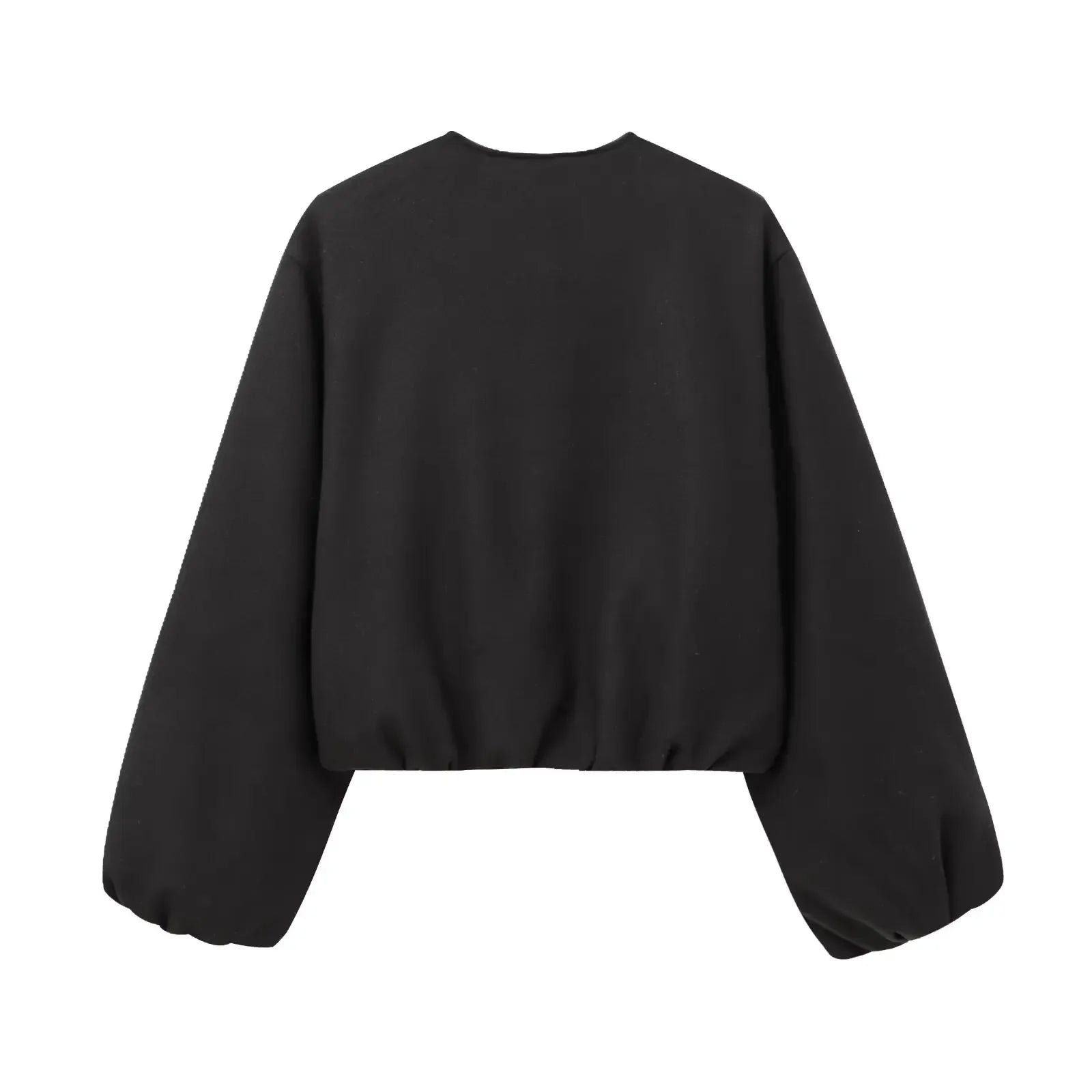 MUJER Black Bomber Jackets for Women Zipper Varsity Jackets Women Soft Cropped Jackets Woman 2025 Long Sleeve Winter Coat Female LadyShow.Store