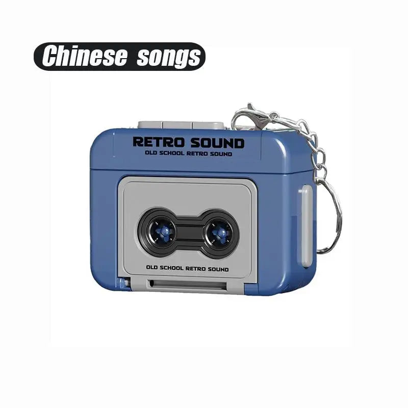 1/2Pcs Retro Tape Recorder Keychain Mini Recording Music Box Pendant Keyring Backpack Ornament Birthday Couple Personalized Gift Pi-Mart