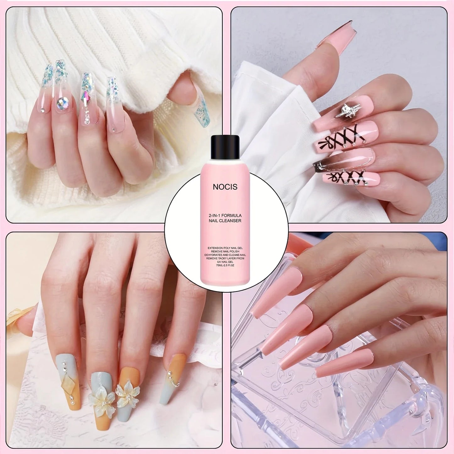 2in 1 Gel Cleanser for Nails & Polish Remover, Professional Slip Solution for Poly Gel Nails for & LED Gel, Anti-Stick Formula, Tri Light Beauty