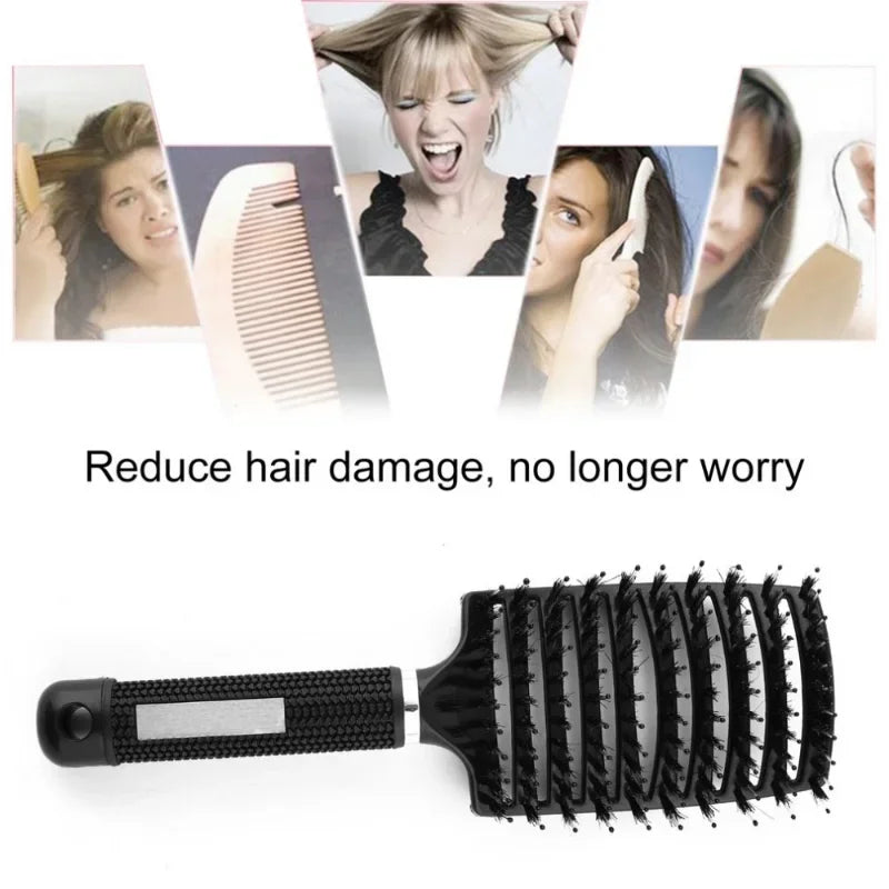 Hair Brush Exfoliating Hair Brush Bristle Women's Wet Curly Hair Comb Salon Hair Styling Tool，Special for Real Hair Wigs Pi-Mart
