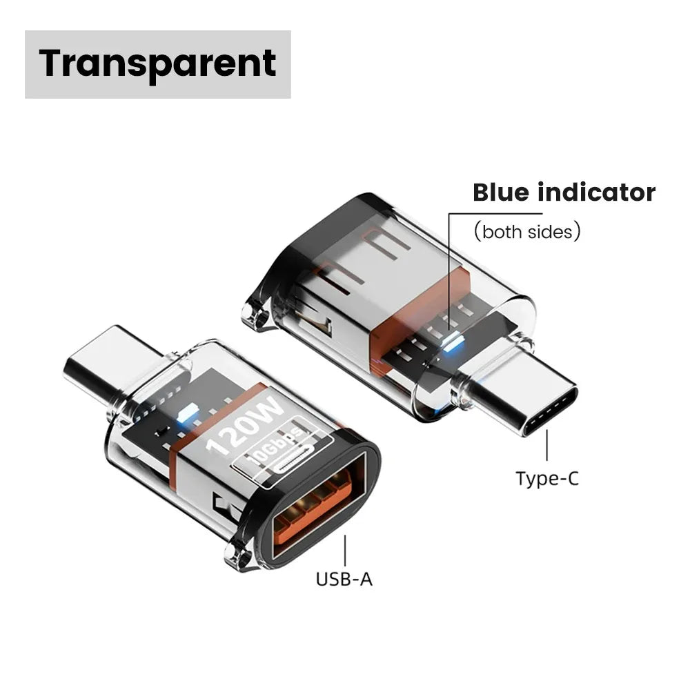 120W USB 3.2 to Type C OTG Adapter Fast Charging 10Gbps Data Audio Transfer For MacBook iPad iPhone 15 16 17 Huawei Xiaomi PC Pi-Mart