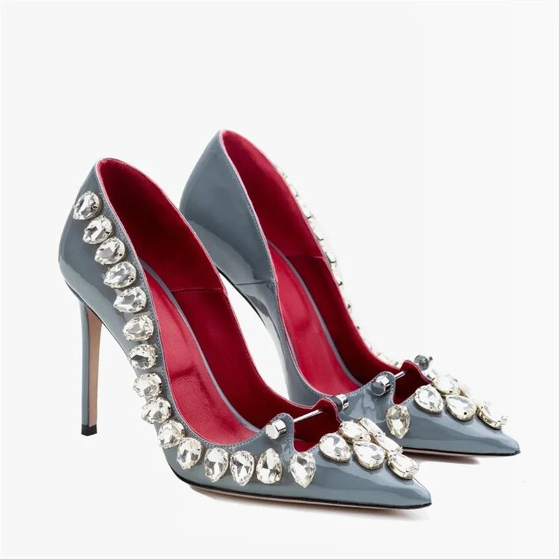 2026 Runway Women Pumps Crystal Metal Decoration High Heels Sandals For Women Luxury Designer Nightclubs Banquets Female Shoes Pi-Mart